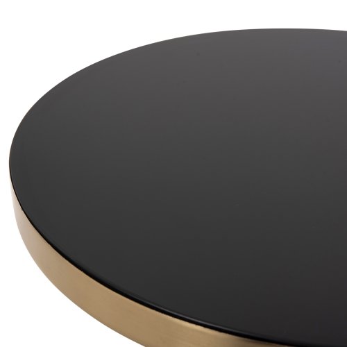 BEISTELLTISCH DEMMY, SCHWARZE GLASPLATTE UND LILA GLASBASIS, GOLDENER „HALS“ Φ41x48Hcm