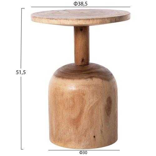 BEISTELLTISCH RUND MASSIVES SUARHOLZ IN NATÜRLICHER FARBE Φ38,5x51,5Hcm