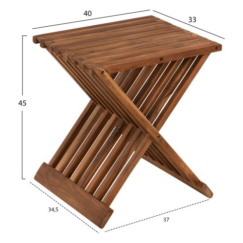 SIDE TABLE FOLDABLE MADE OF TEAK WOOD IN NATURAL COLOR 40x33x45cm