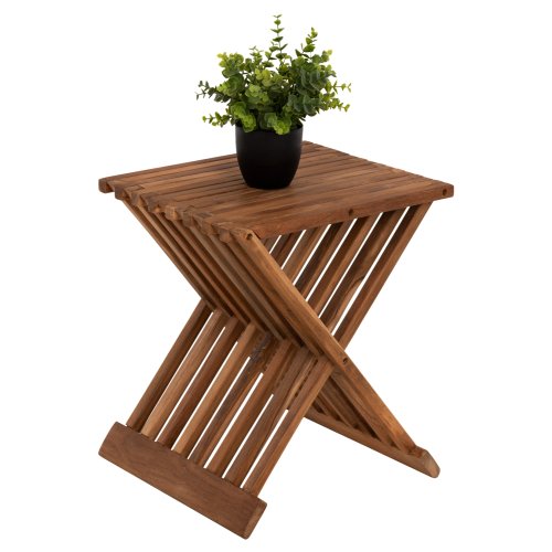 SIDE TABLE FOLDABLE MADE OF TEAK WOOD IN NATURAL COLOR 40x33x45cm