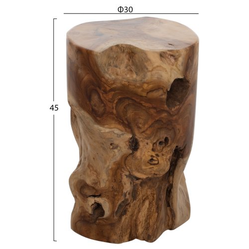 RUNDER BEISTELLTISCH AUS MASSIVEM NATÜRLICHEM TEAKHOLZ Φ30X45Hcm