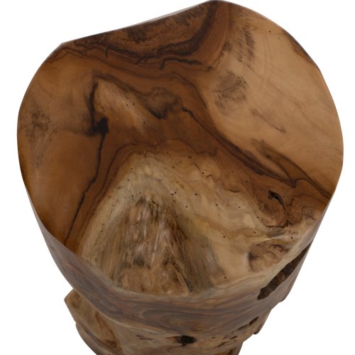 RUNDER BEISTELLTISCH AUS MASSIVEM NATÜRLICHEM TEAKHOLZ Φ30X45Hcm