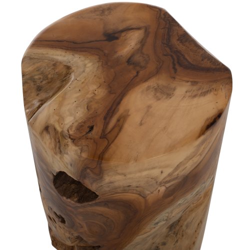 RUNDER BEISTELLTISCH AUS MASSIVEM NATÜRLICHEM TEAKHOLZ Φ30X45Hcm