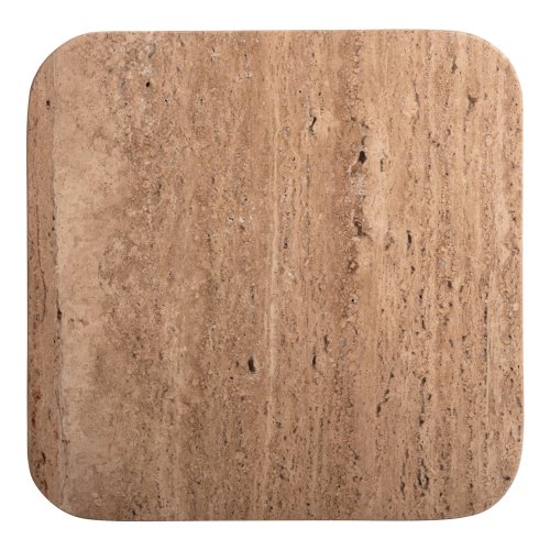 BEISTELLTISCH QUADRATISCH GLADYS MASSIVES MANGOHOLZ-WEISSER TRAVERTIN 40x40x60Hcm