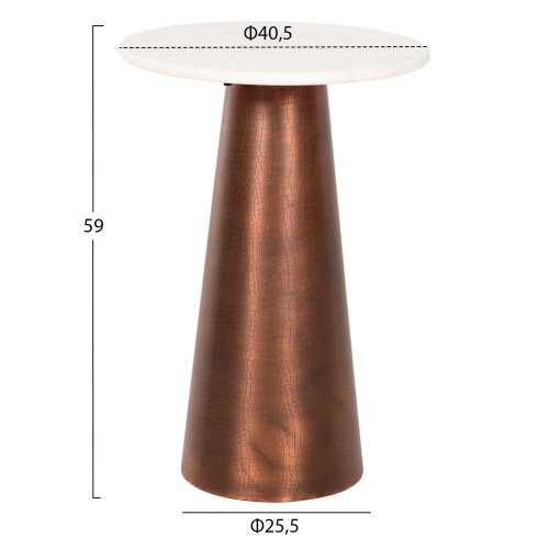 BEISTELLTISCH FODEN WEISSER MARMOR UND METALL Φ40,5x59H