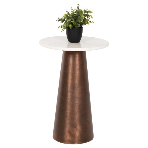BEISTELLTISCH FODEN WEISSER MARMOR UND METALL Φ40,5x59H