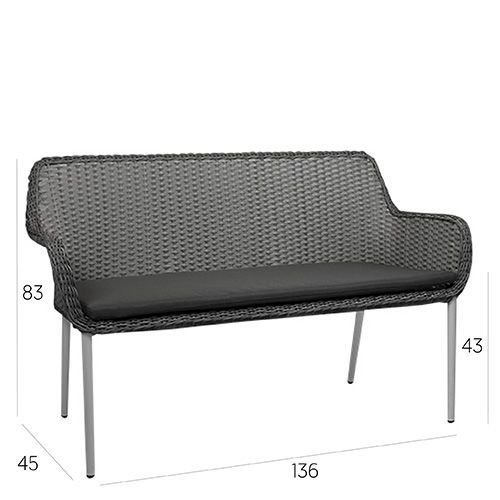 Outdoor Bank "Catch" aus Aluminium Geflecht in Light Mood hellbeige