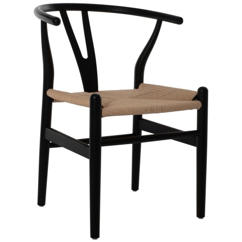 ESSZIMMERSTUHL BUCHENHOLZ SCHWARZ-SEIL BEIGE 48x55x73,5cm