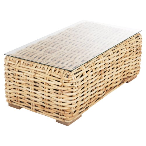 OUTDOOR-COUCHTISCH MANGOHOLZ-SICHERHEITSGLAS 110x60x40Hcm