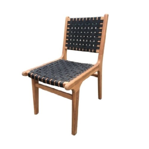 DELHI Stuhl aus Akazienholz und synthetischen schwarzen Riemen 68X46X87H