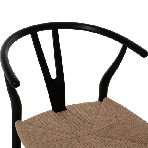 ESSZIMMERSTUHL BUCHENHOLZ SCHWARZ-SEIL BEIGE 48x55x73,5cm