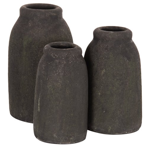 DECOR VASES 3PCS TERRACOTTA FOSSIL GREY