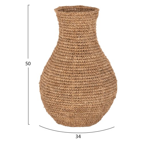 DECORATIVE FLOOR VASE PALM FIBER MAT IN NATURAL COLOR Φ34x50Hcm