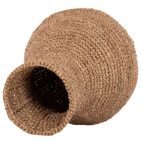 DECORATIVE FLOOR VASE PALM FIBER MAT IN NATURAL COLOR Φ34x50Hcm