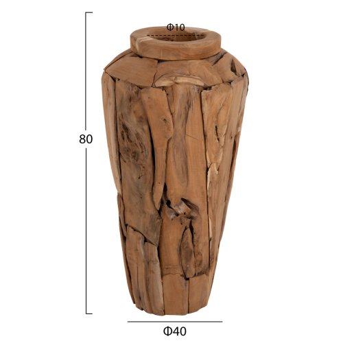 DEKORATIVE BODENVASE ZENIA RECYCELTE TEAKHOLZSTÜCKE IN NATÜRLICHER FARBE Φ40x80Hcm