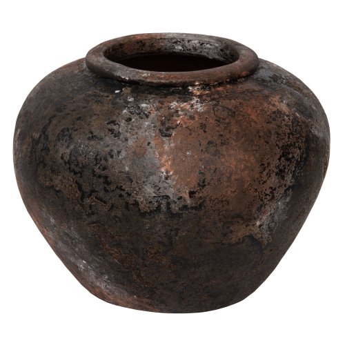 DEKORATIVE VASE TERRAKOTTA IN DER FARBE ANTHRAZIT Φ35x27Hcm