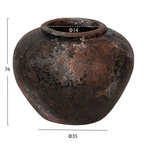 DEKORATIVE VASE TERRAKOTTA IN DER FARBE ANTHRAZIT Φ35x27Hcm