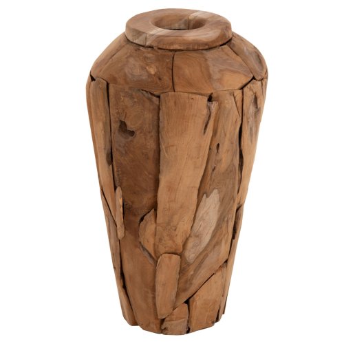 DEKORATIVE VASE ZENIA RECYCELTE TEAKHOLZSTÜCKE IN NATÜRLICHER FARBE Φ30x60Hcm