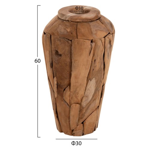 DEKORATIVE VASE ZENIA RECYCELTE TEAKHOLZSTÜCKE IN NATÜRLICHER FARBE Φ30x60Hcm