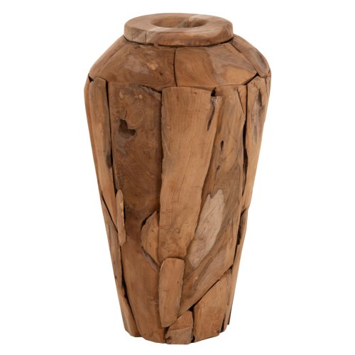 DEKORATIVE VASE ZENIA RECYCELTE TEAKHOLZSTÜCKE IN NATÜRLICHER FARBE Φ30x60Hcm