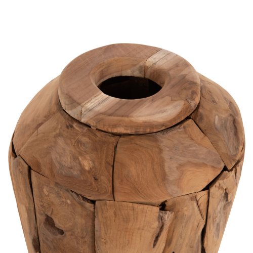 DEKORATIVE VASE ZENIA RECYCELTE TEAKHOLZSTÜCKE IN NATÜRLICHER FARBE Φ30x60Hcm