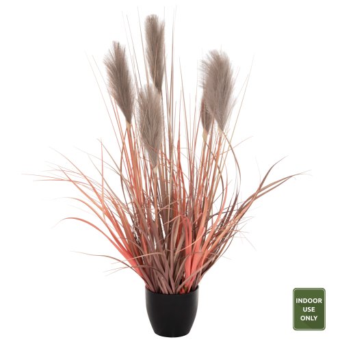 DECORATIVE SYNTHETIC PLANT IN POT GRASS + FEATHERS Φ14,5x12,5-86Hcm