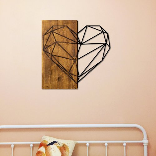 Wand Dekoration aus Holz mit Metallherz 58Χ58cm