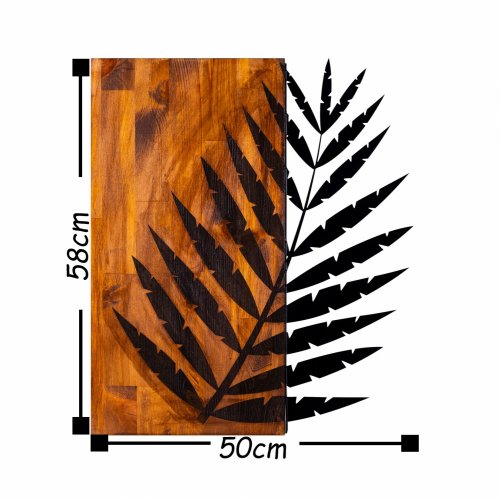 Wand Dekoration aus Holz mit Metallblatt 50Χ58cm
