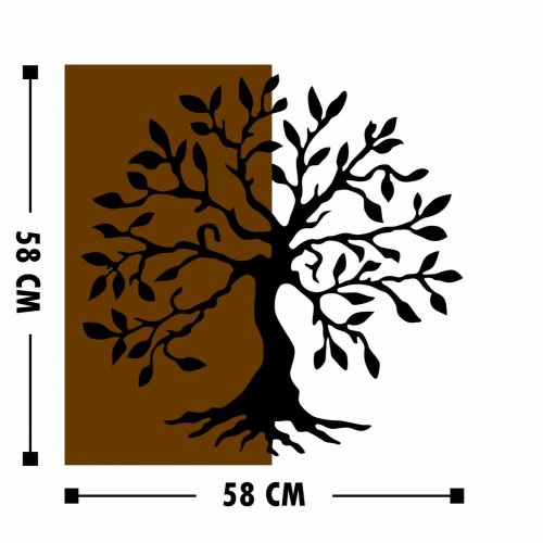 Wand Dekoration aus Holz mit Metallbaum 58Χ58cm