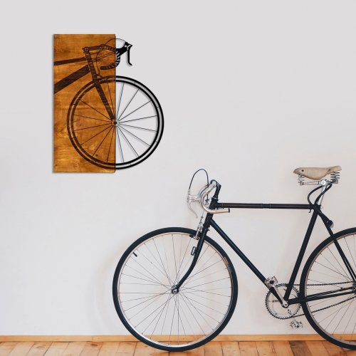 Wand Dekoration aus Holz mit Metallfahrrad 45Χ58cm