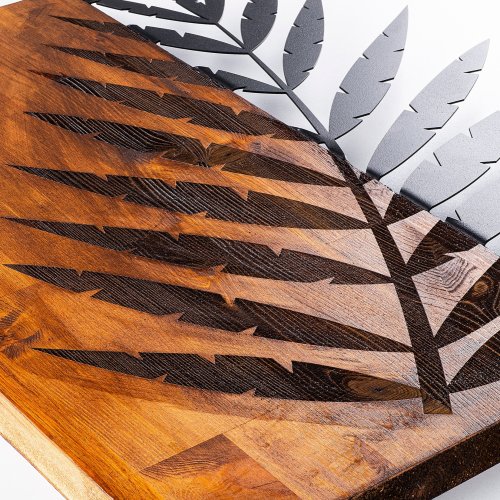 Wand Dekoration aus Holz mit Metallblatt 50Χ58cm