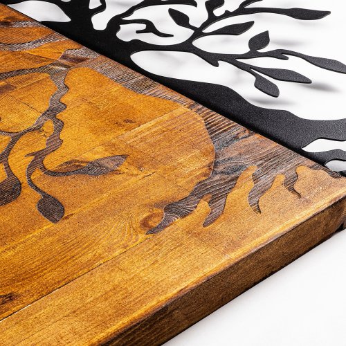 Wand Dekoration aus Holz mit Metallbaum 58Χ58cm