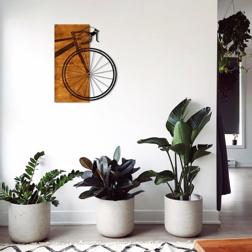 Wand Dekoration aus Holz mit Metallfahrrad 45Χ58cm