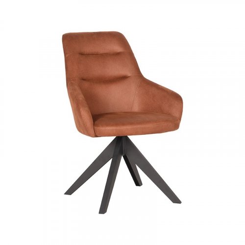 Esszimmerstuhl "Jace" in cognac Farbe Mikrofaser 58x65x88 cm