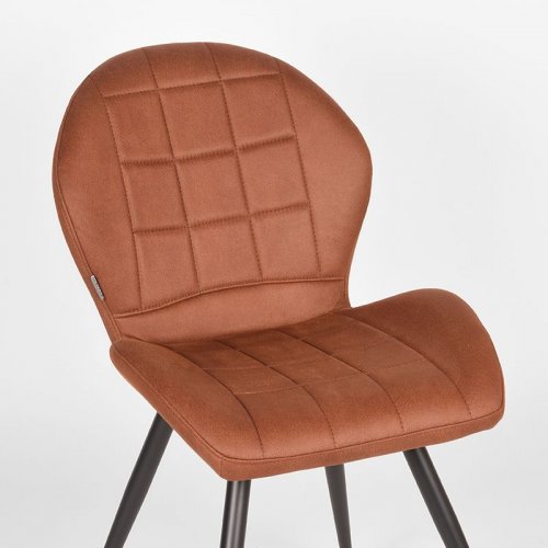 Esszimmerstuhl Sil 51x64x87 cm Cognac-Mikrofaser | Schwarzes Metall