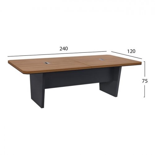 Professional meeting desk made of high-quality melamine with a gray and honey-colored oak surface