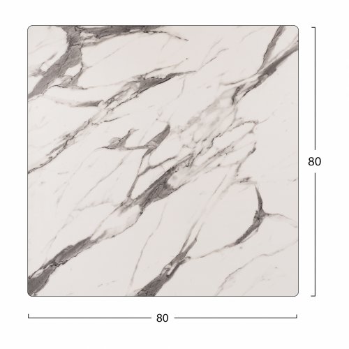 HPL TISCHPLATTE MARMOR WEIß-GRAU 80x80 cm, DICKE 12mm