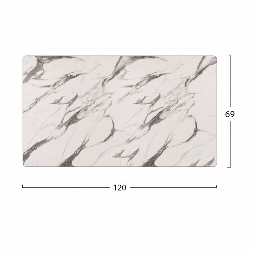 HPL TISCHPLATTE MARMOR WEIß-GRAU 120x69cm, DICKE 12mm