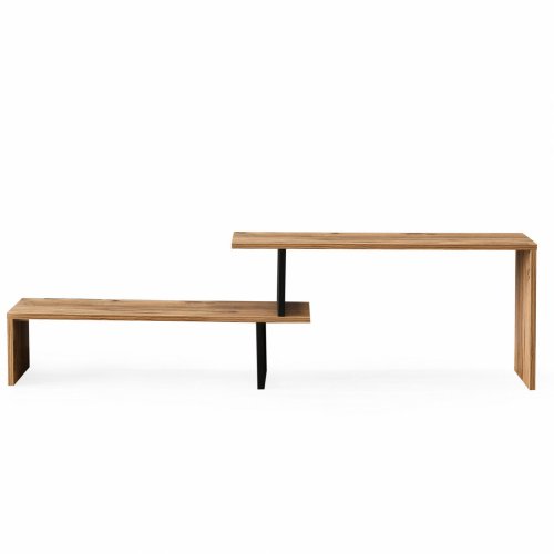 TV Tisch in schwarz natürlich 110-160x30x45 cm