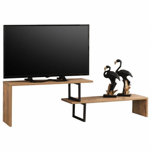 TV Tisch in schwarz natürlich 110-160x30x45 cm