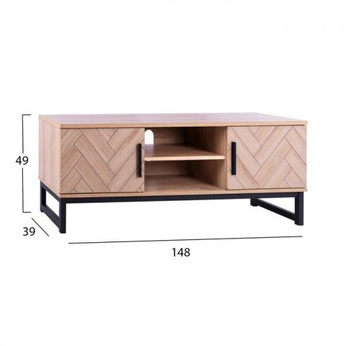 ΕΠΙΠΛΟ TV CHANELLE ΣΕ ΦΥΣΙΚΟ ΧΡΩΜΑ ΜΕ ΜΑΥΡΑ ΠΟΔΙΑ 148x39x49Y εκ.