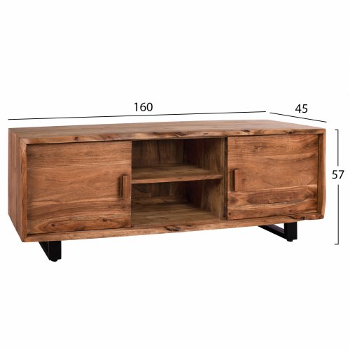 TV Furniture Nicole from solid acacia wood Natural 160x45x57cm