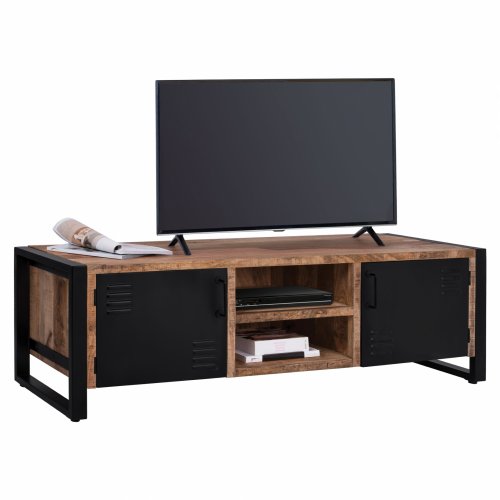TV TISCH AUS METALL & MASSIVHOLZ MANGO NATUR 160x45x51 cm