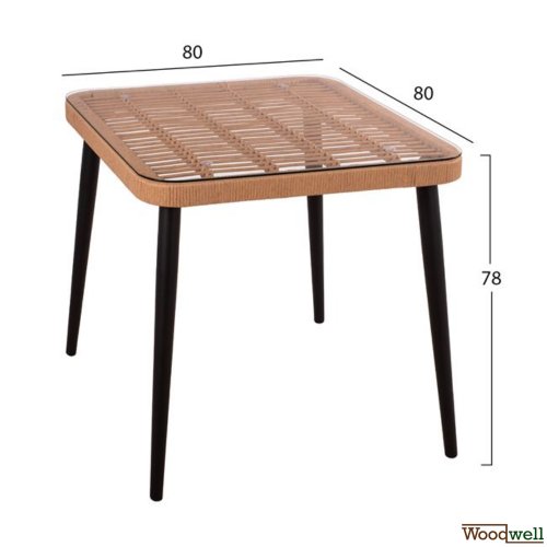 Esstisch-Set 3 Stk. mit Allegra Wicker in Beige - Schwarz | Outdoormöbel