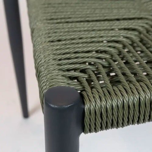 "Jonah" chair in anthracite/olive green made of wicker look aluminium