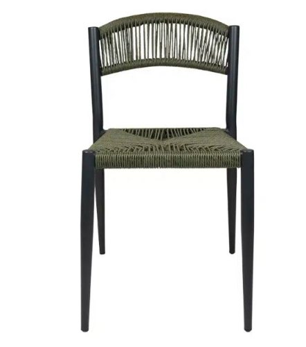 "Jonah" chair in anthracite/olive green made of wicker look aluminium