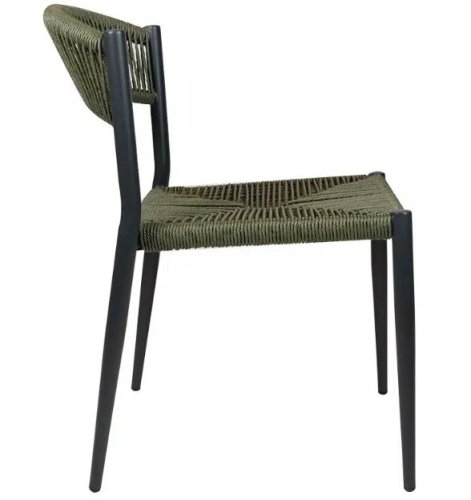 "Jonah" chair in anthracite/olive green made of wicker look aluminium
