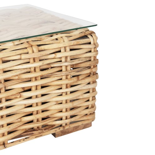 OUTDOOR-COUCHTISCH MANGOHOLZ-SICHERHEITSGLAS 110x60x40Hcm