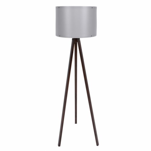 Stehlampe aus Holz Walnuss mit grauem Hut Φ38x145 cm
