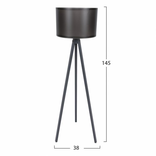 FLOOR LIGHTING WOODEN GRAY WITH BLACK HAT Φ38x145 cm
